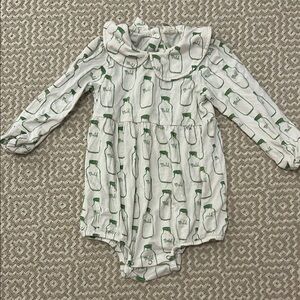 Kate Quinn Cream and Green Milk Bottle Bodysuit